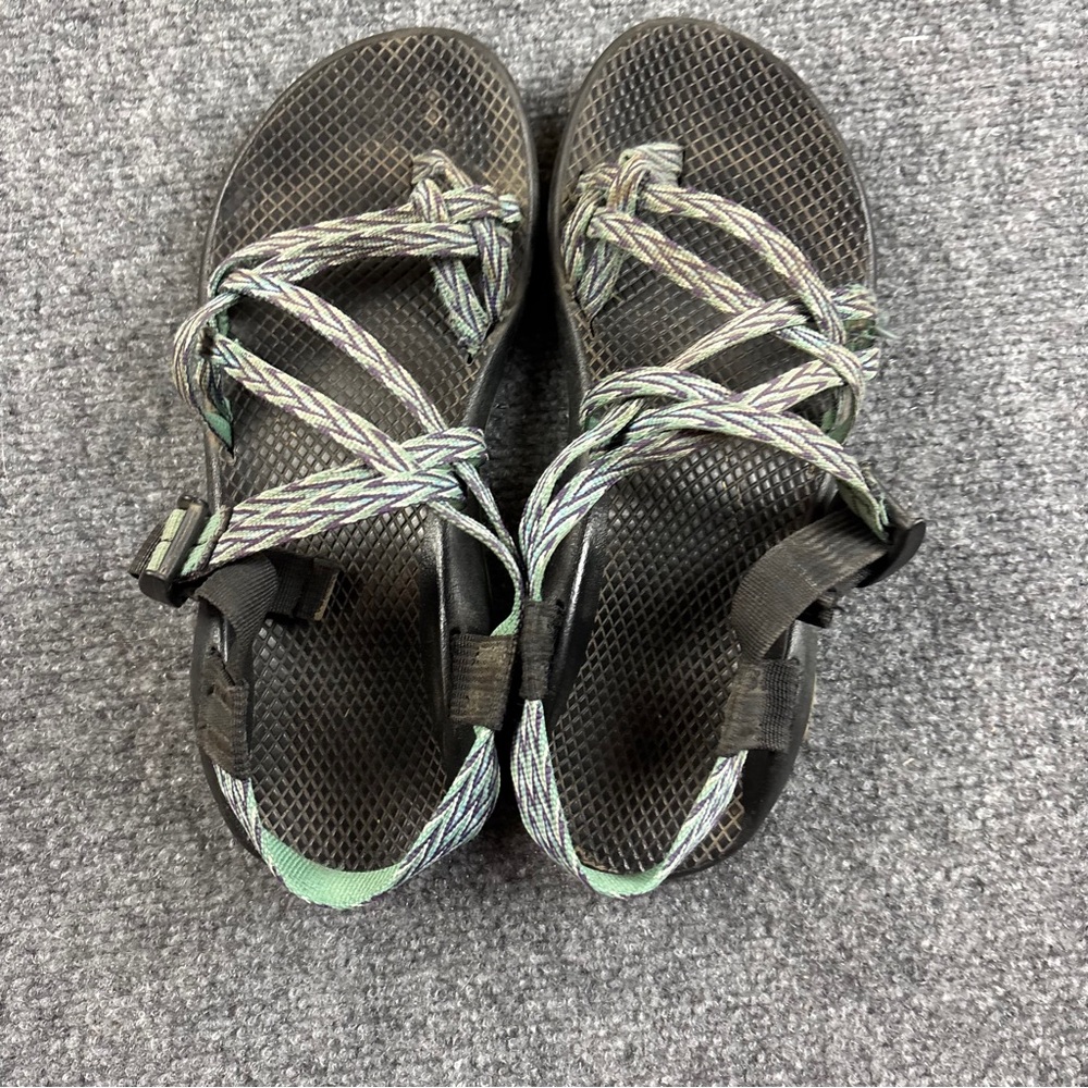 CHACO Women’s Zx/2 Dual Adjustable Straps Classic Samdals Blue/Purple/Green sz 9